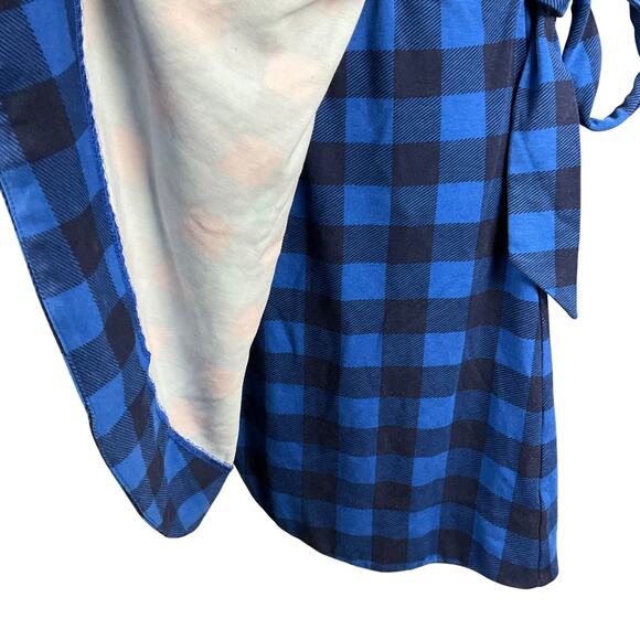 DRAPER JAMES Mini Dress Nassau Blue Plaid Buffalo Check Wrap Dress sz Small - Picture 8 of 13
